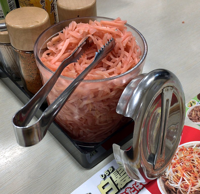 Ramen Ingredients: Toppings - Pickled Ginger (Beni Shoga). Wikipedia.